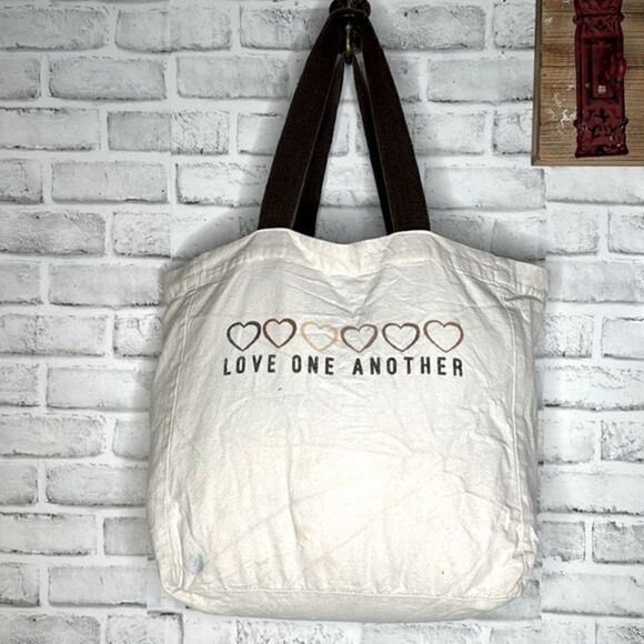 ‘Love One Another’ Hearts Canvas Tote Bag - Picture 3 of 4